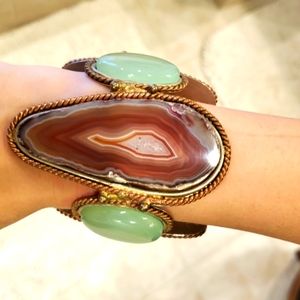 Tara Mesa Carnelian & Green Onyx Slice Cuff Bracelet
